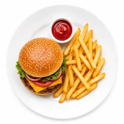Burger Med Pommes Frites